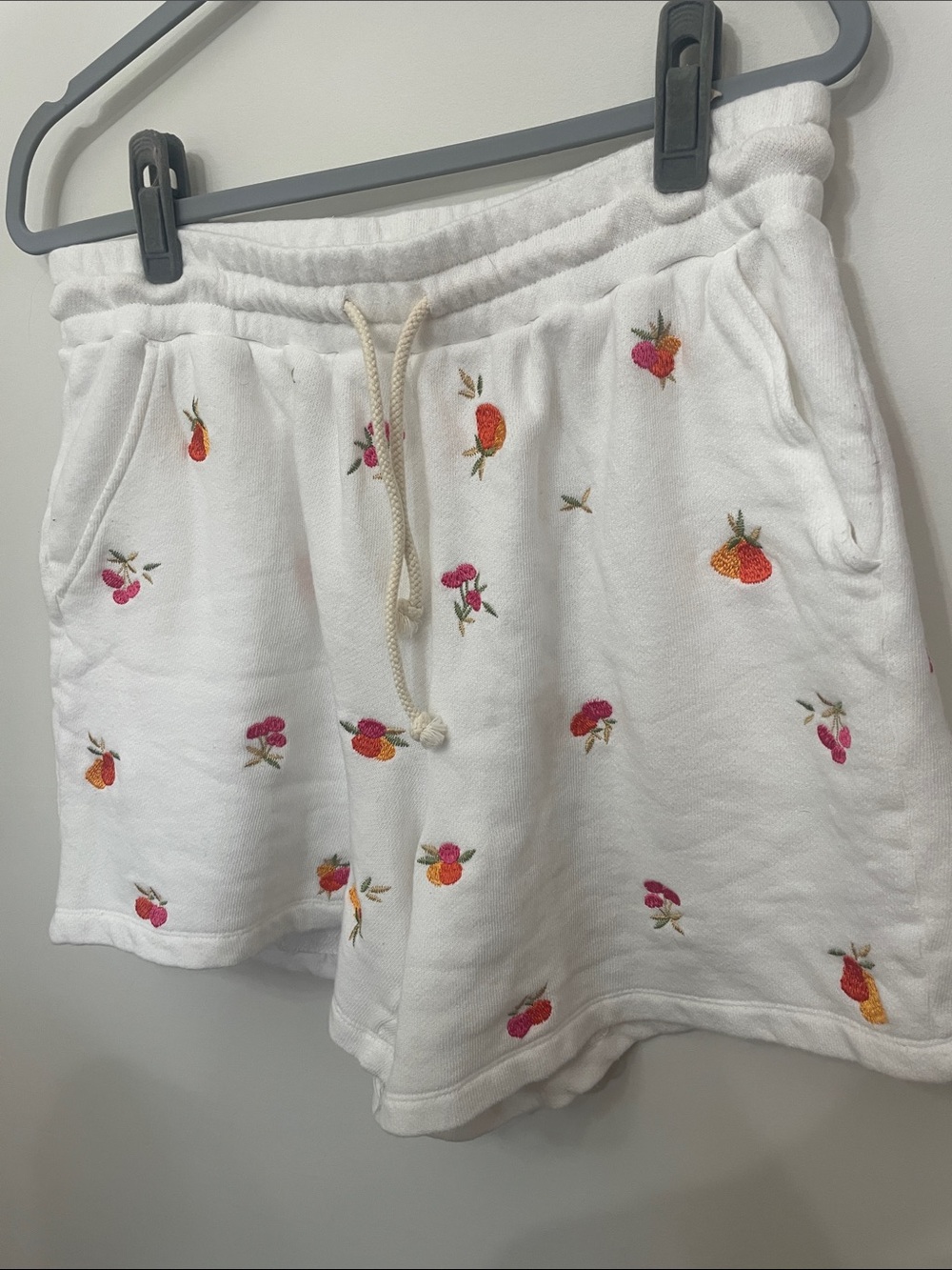 🍉 Lou & Grey White Terry Shorts with Embroidered Fruit Motif